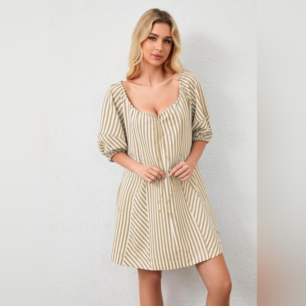 Women's Striped Mini Dress - Picture 4 of 16